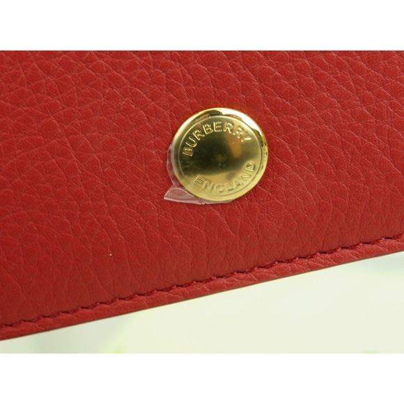 $530 BURBERRY ROWE RED LEATHER LOGO FOLDING BILL SNAP CLUTCH CONTINENTAL WALLET - Picture 6 of 14